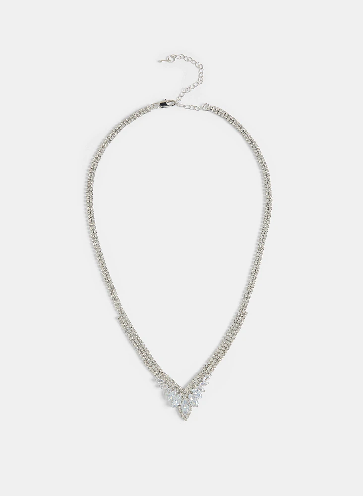 V-Shaped Crystal Necklace