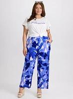 Pantalon Olivia à jambe large motif botanique