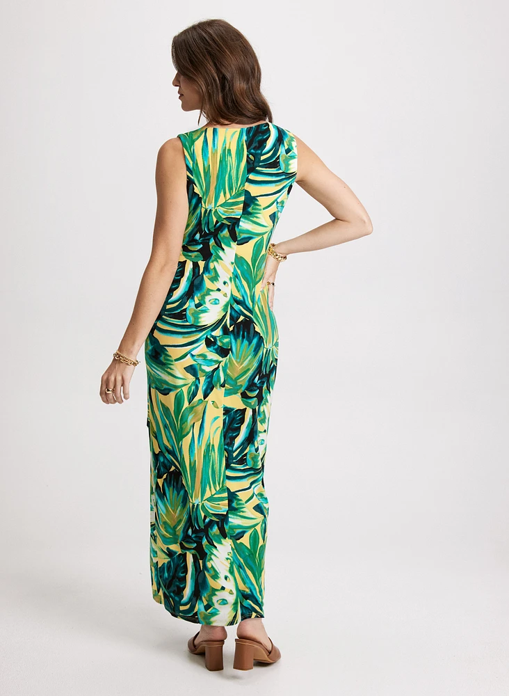 Robe maxi à imprimé tropical