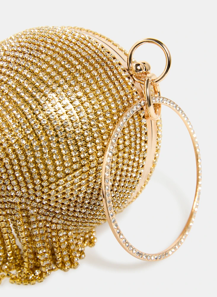 Fringed Crystal Ball Clutch