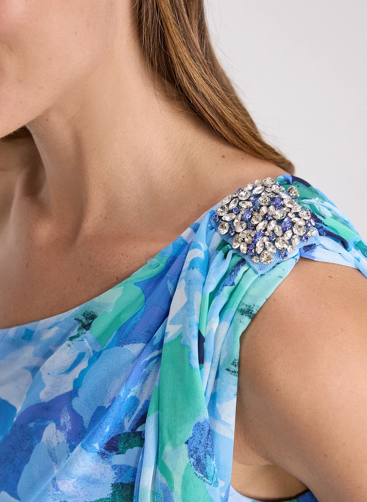 Robe drapée florale
