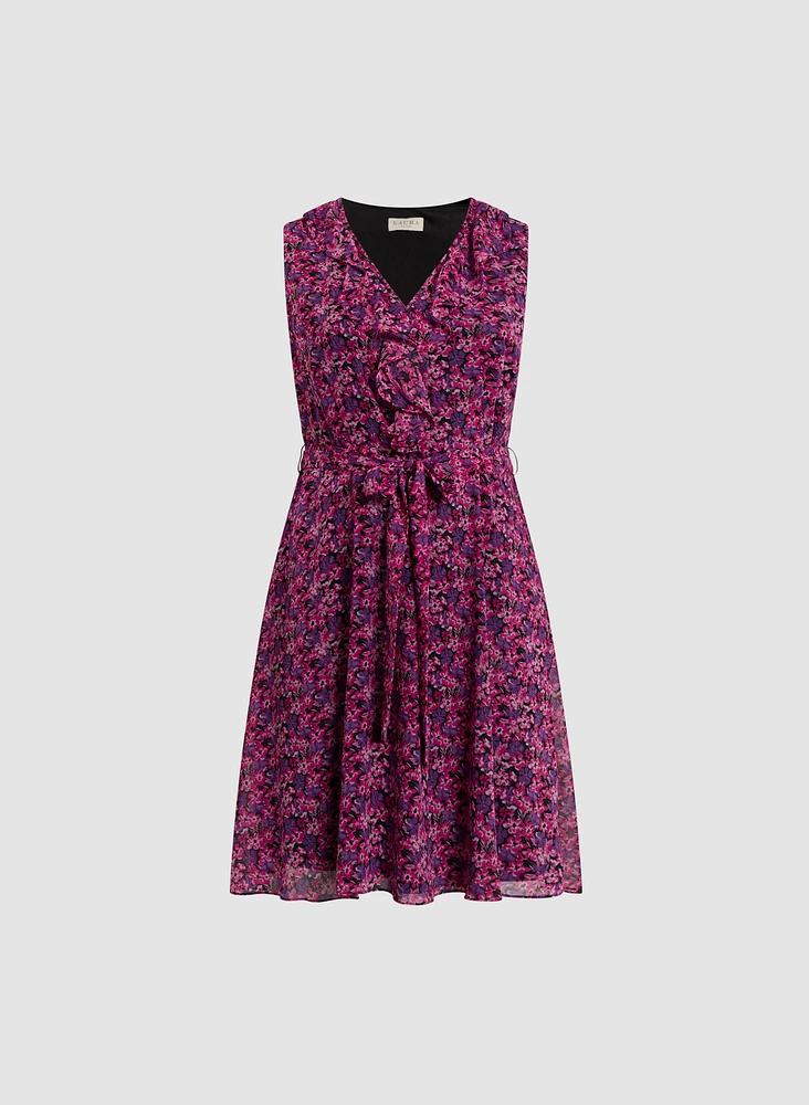 Robe florale à volants avants