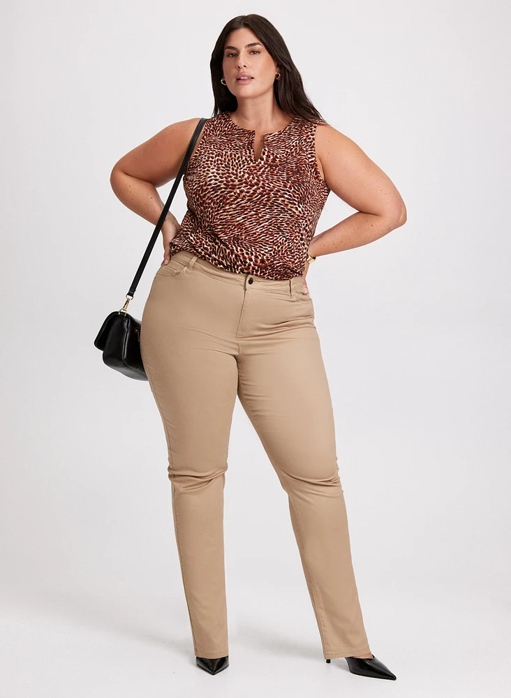 Animal Print Top & Slim Leg Jeans