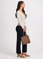 Sofia Vegan Leather Trim Straight-Leg Pants