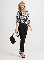 Floral Bouffant Sleeve Top & City Fit Slim Leg Pants