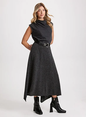 Asymmetric Hem Midi Skirt