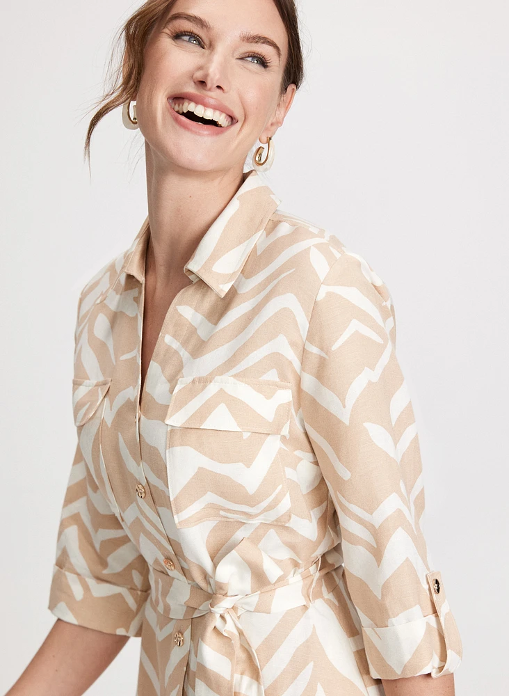 Robe boutonnée en mélange de lin