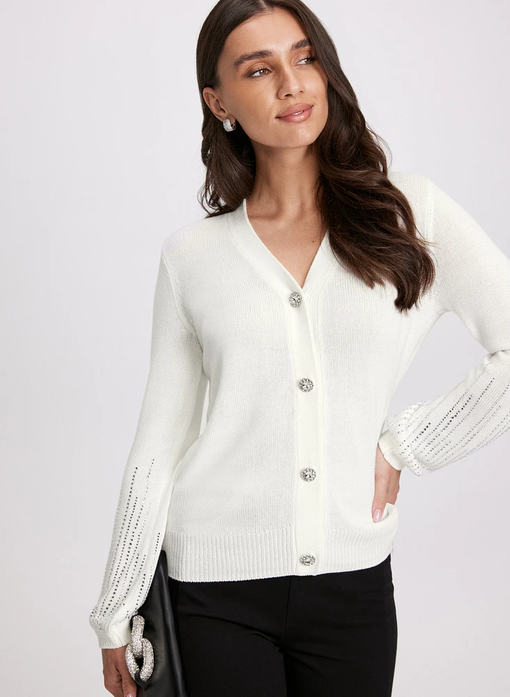 Jeweled Button Cardigan