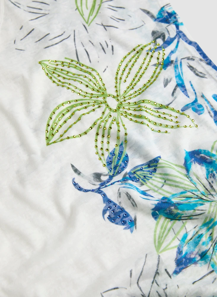 T-shirt chiné à motif floral