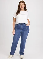 Patch Pocket Straight-Leg Jeans