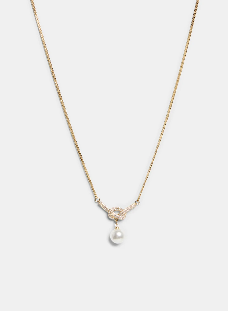 Collier à pendentif noeud et perle