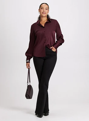 Blouse en satin et pantalon à jambe droite