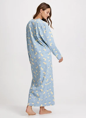 Floral Long Sleeve Night Gown