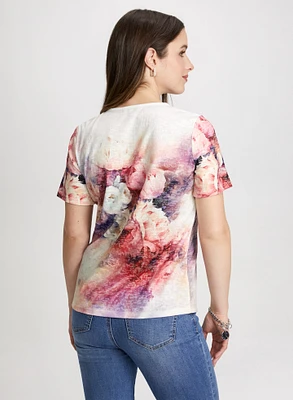 Floral Print Burnout Tee