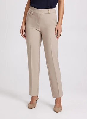 Emma Embossed Button Slim-Leg Pants