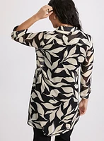 Leaf Print Button-Down Blouse