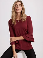 Ruffled 3/4 Sleeve Top