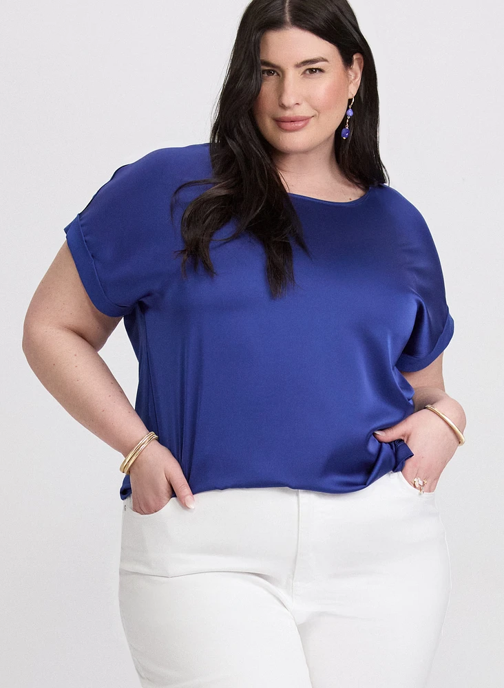 Satin Drop Shoulder Top