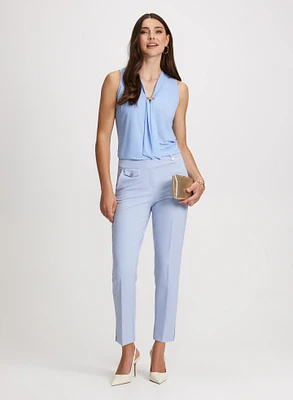 Sleeveless Tie-Neck Top & Slim Leg Pants