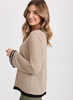 Contrast Open Knit Sweater