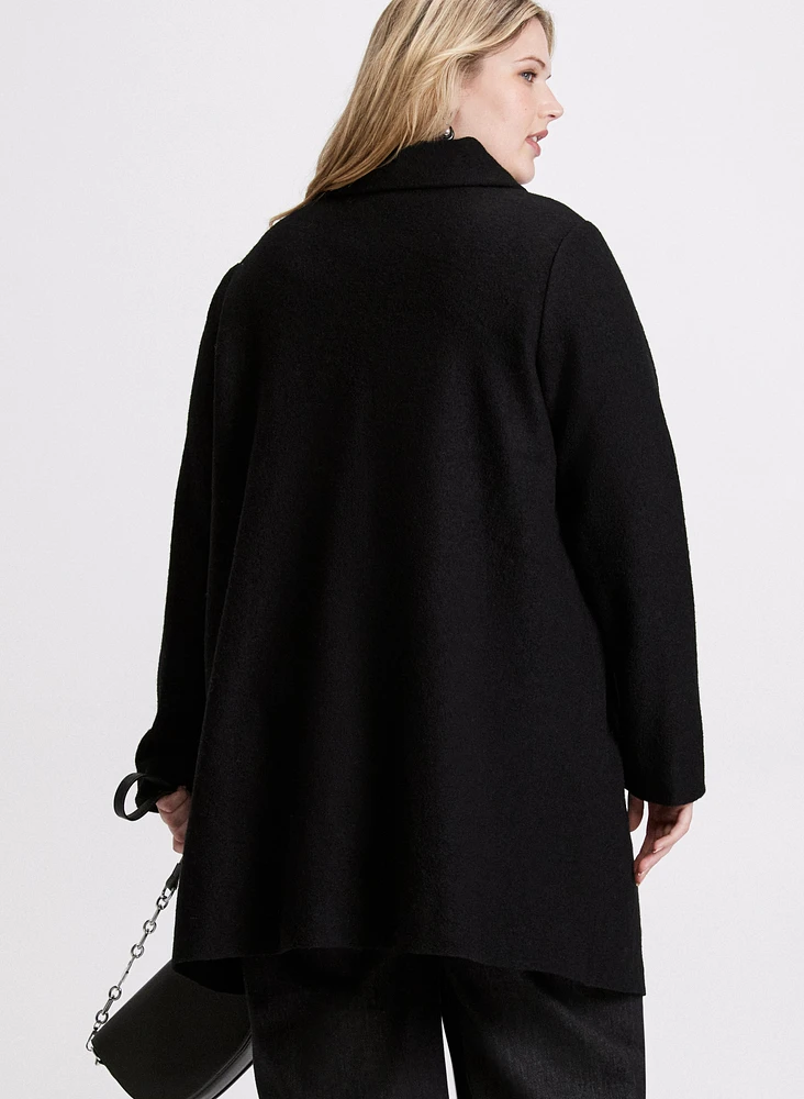 Manteau ligne A en laine bouillie