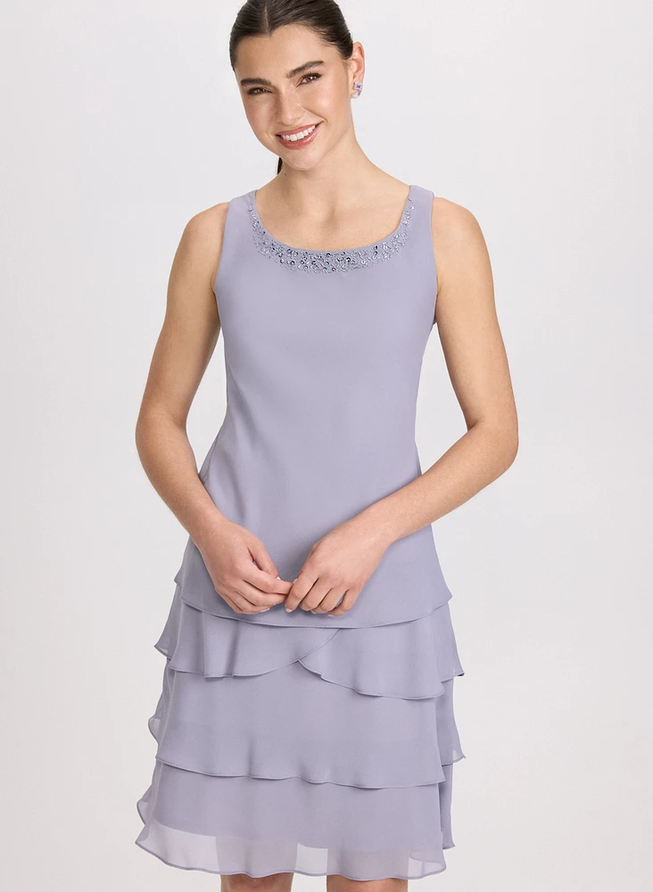 Chiffon Sequin Dress & Jacket Set