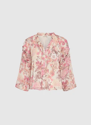 Blouse florale en chiffon