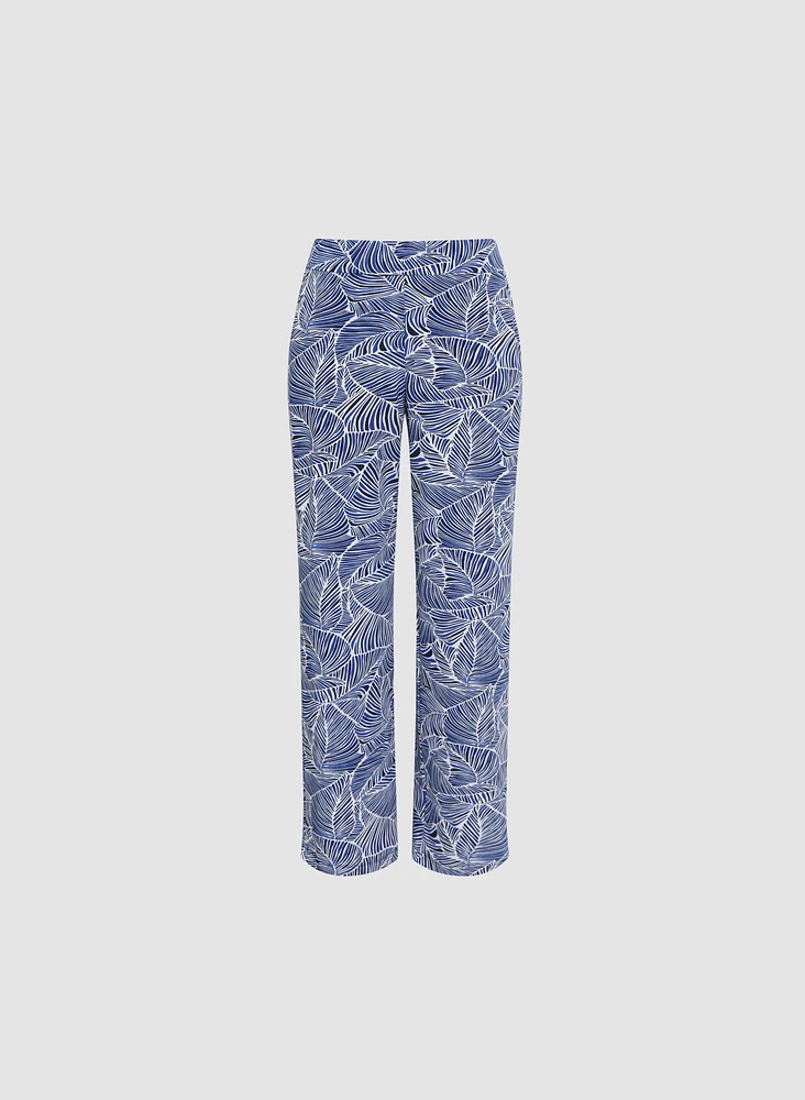 Leaf Print Pull-On Pants