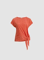 Tie-Front Eyelet Top