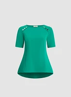 Button Detail Peplum Top