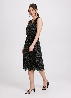 Self-Sash Polka Dot Dress