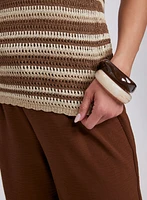 Haut rayé en mailles crochetées
