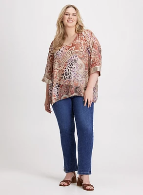 Paisley Print V-Neck Blouse