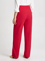 Button Detail Wide Leg Pants