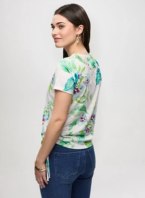 Lace Back Floral T-Shirt