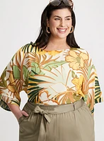 Tie-Hem Tropical Print Top