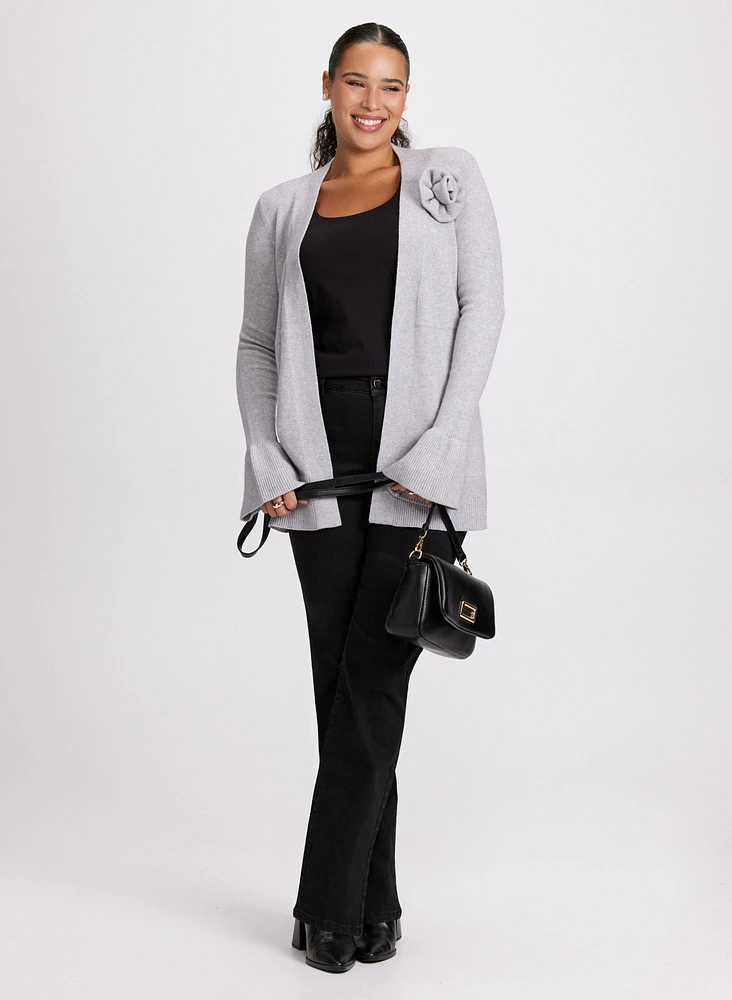 Rosette Detail Cardigan & Straight Leg Jeans