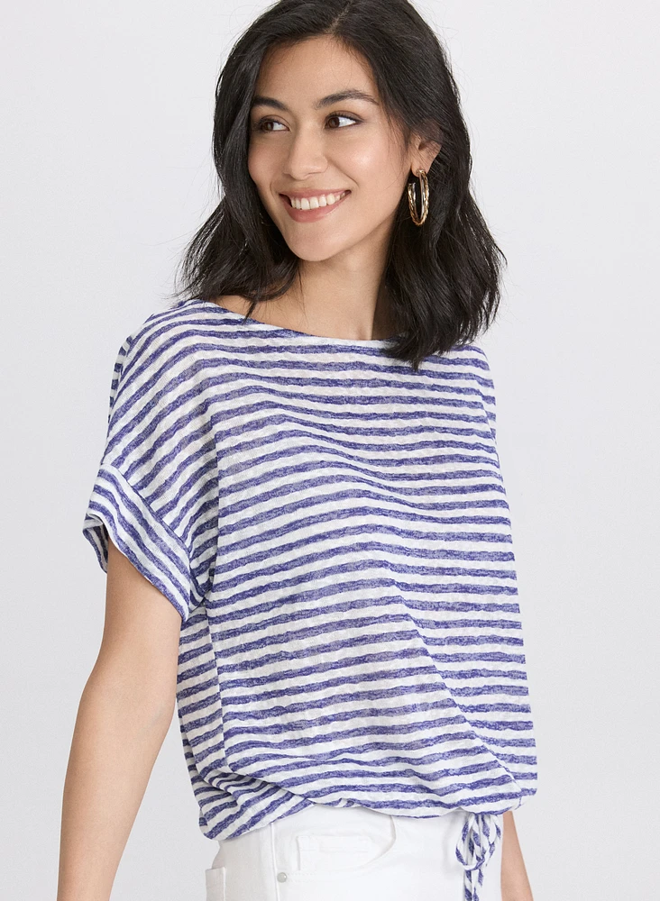 Striped Drawstring Top