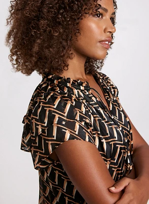 Geometric Print Blouse