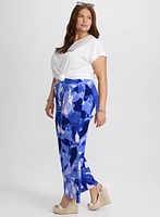 Pantalon Olivia à jambe large motif botanique