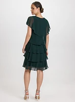 Tiered Brooch Embellished Dress