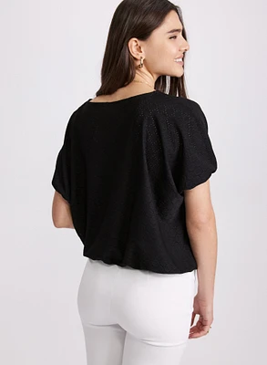 Eyelet Short Sleeve Top