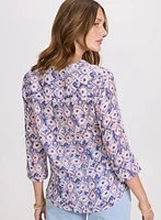 Geometric Stretch Cotton Blouse