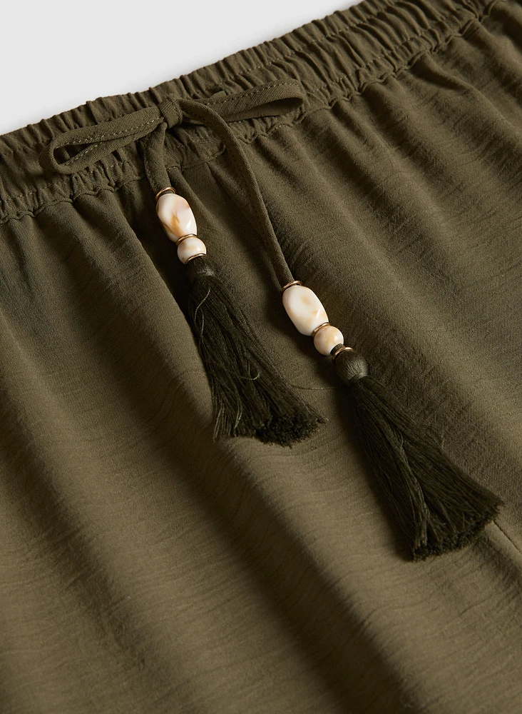 Crinkle Wide-Leg Pants