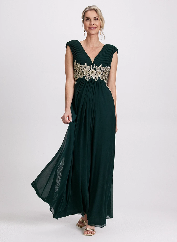 Robe maxi à appliqué de broderies