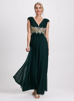 Robe maxi à appliqué de broderies
