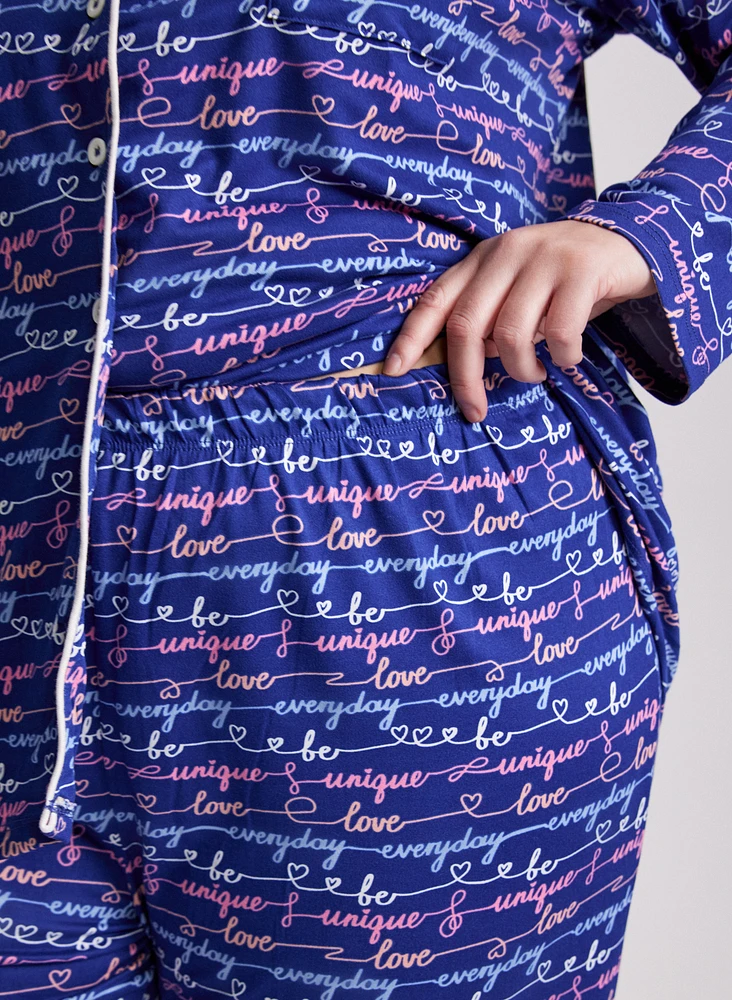 Ensemble pyjama à motif texte