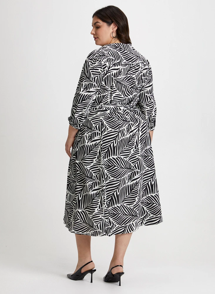 Leaf Print Midi Dress