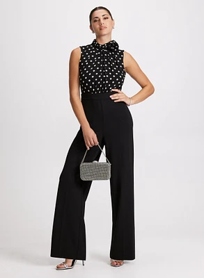 Polka Dot Rosette Detail Jumpsuit