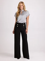 Pantalon Olivia à jambe large boutons